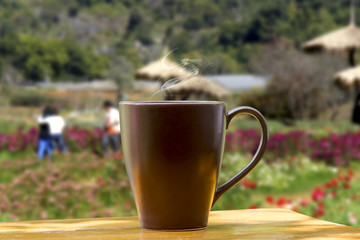 morning coffee on the wood.