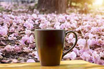 morning coffee on the wood.