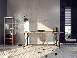 Home office interior (3d render)