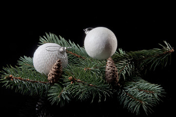 Christmas decorations on a black background © amadeusz