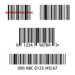 Set, collection of barcodes isolated on white background.