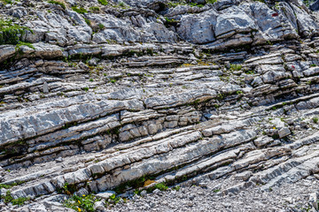 Exposed weather rock strata on Grosser Daumen