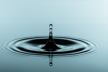 Blue water drop falling down