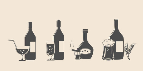 Alcohol black icons