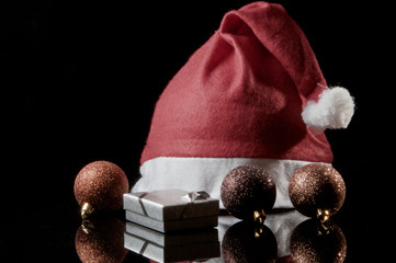 Christmas decorations on a black background © amadeusz