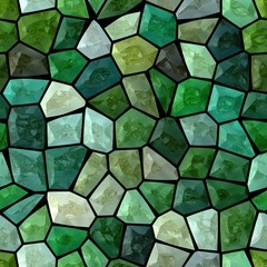 dark emerald green multi colored abstract marble irregular plastic stony mosaic pattern texture seamless background with black grout