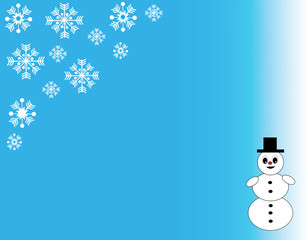 Christmas snowflakes and snowman