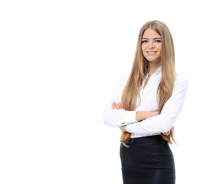 Portrait Of Young Business Woman - Referent On White Background