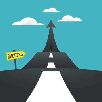 Concept Of The Road To Success. Vector Illustrator