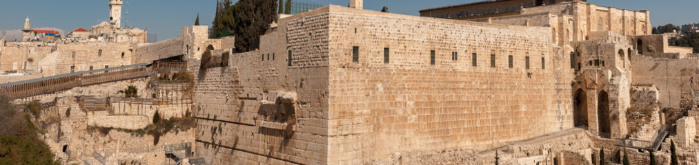 Large panoramic view of Western Wall. Jerusalem. Israel © vadiml