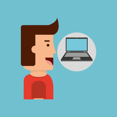 laptop computer character man design vector illustration eps 10