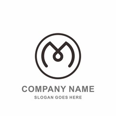 Monogram Letter M Geometric Circle Outline Strips Business Company Stock Vector Logo Design Template