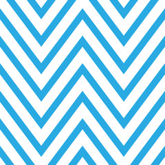 Seamless chevron pattern in blue and white. Horizontal zigzag lines in acute angle. Retro navy style vector background.