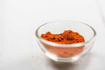 Red Paprika In Glass Bowl