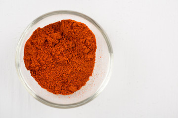 Red Paprika In Glass Bowl