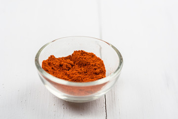 Red Paprika In Glass Bowl
