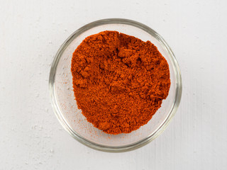 Red Paprika In Glass Bowl