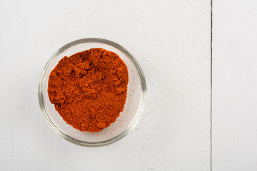 Red Paprika In Glass Bowl