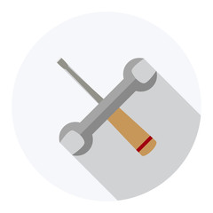 Tools long shadow flat icon.