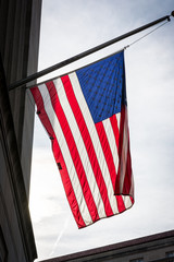 American Flag Closeup Backlit USA Patriotism Hanging Background