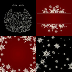 set of cristmas background snowflake santa beard