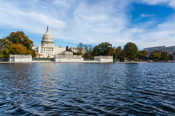 Fototapeta na wymiar Daytime Landscape US Capitol Building Washington DC Grass Blue S