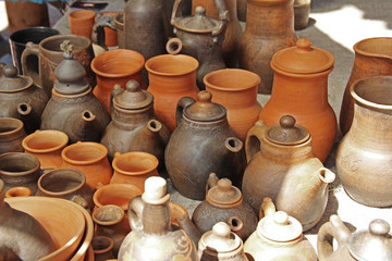 Fototapeta na wymiar Colorful traditional pottery.