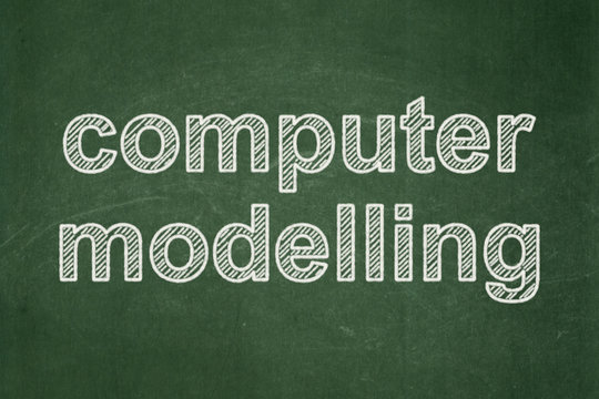 Science concept: Computer Modelling on chalkboard background
