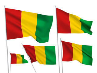 Guinea vector flags. A set of 5 wavy 3D flags created using gradient meshes