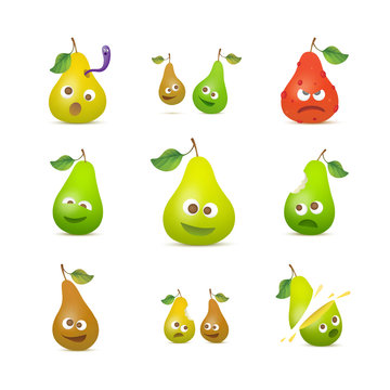 Pears icon set. Emotional vector characters