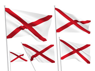 USA Alabama vector flags. A set of 5 wavy 3D flags created using gradient meshes