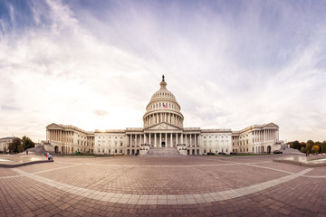 Panorama US Capitol Building Eastern Facade Entrance American Ar