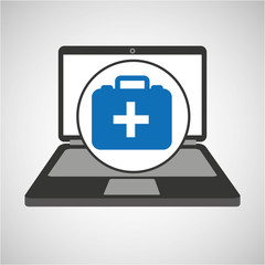 computer digital healthcare first aid box vector illustration eps 10