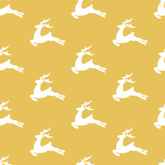 Vector Christmas golden pattern with white deers