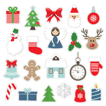 Christmas and new year festive stickers.
