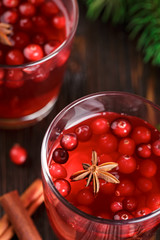 Glasses of fresh cranberry drink.