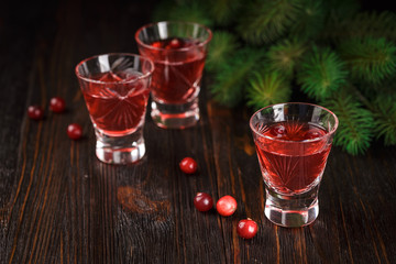 Glasses of fresh cranberry drink.