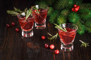 Glasses of fresh cranberry drink.