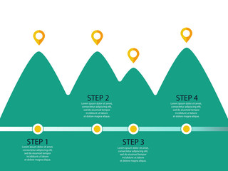 Mountains shadow timeline 4 steps diagram. Vector EPS 10
