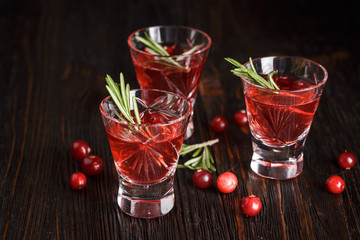 Glasses of fresh cranberry drink.