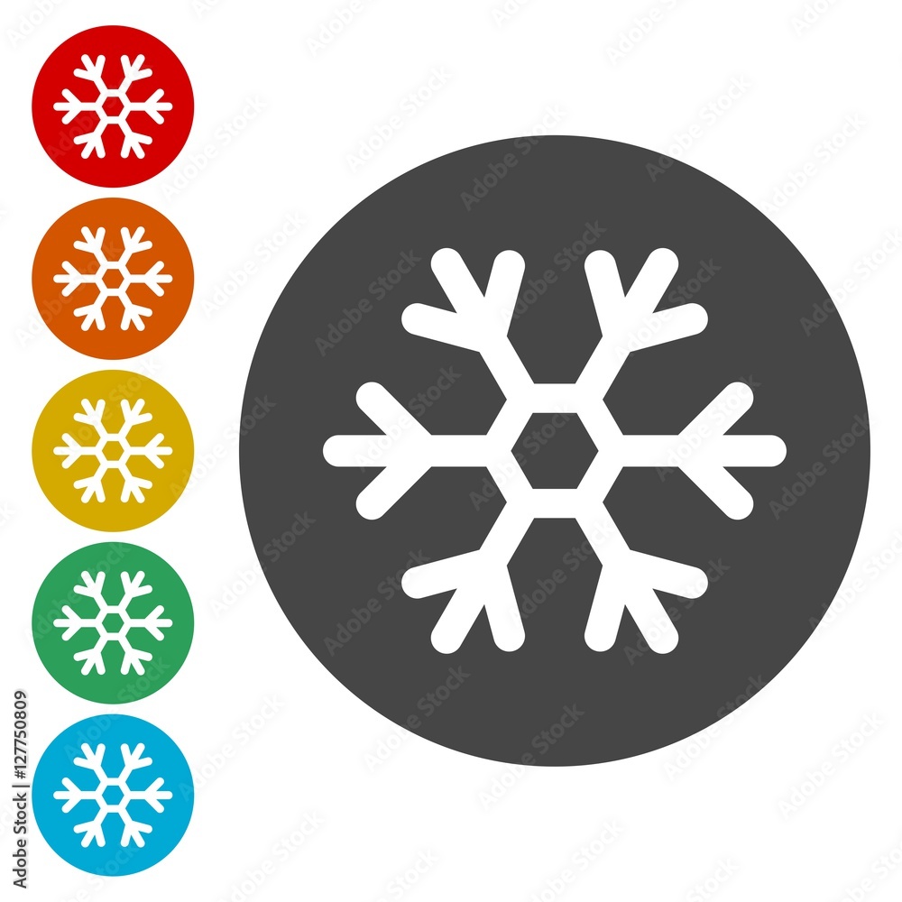 Poster snowflake icon in flat design style