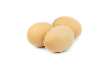three eggs isolated on white background