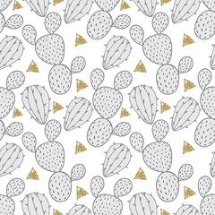 Cactus seamless pattern, vector illustration for fabric. Hand dr