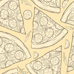 Seamless pizza pattern.