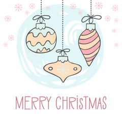 Christmas greeting card with cute hand drawn lettering