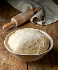 bowl of fresh raw dough