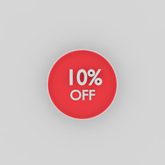 3D rendering of ten percent off red sign