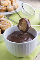 Chocolate dumpling with donuts