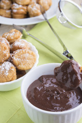 Chocolate dumpling with donuts