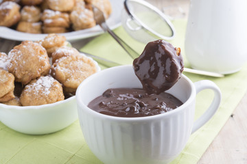 Chocolate dumpling with donuts